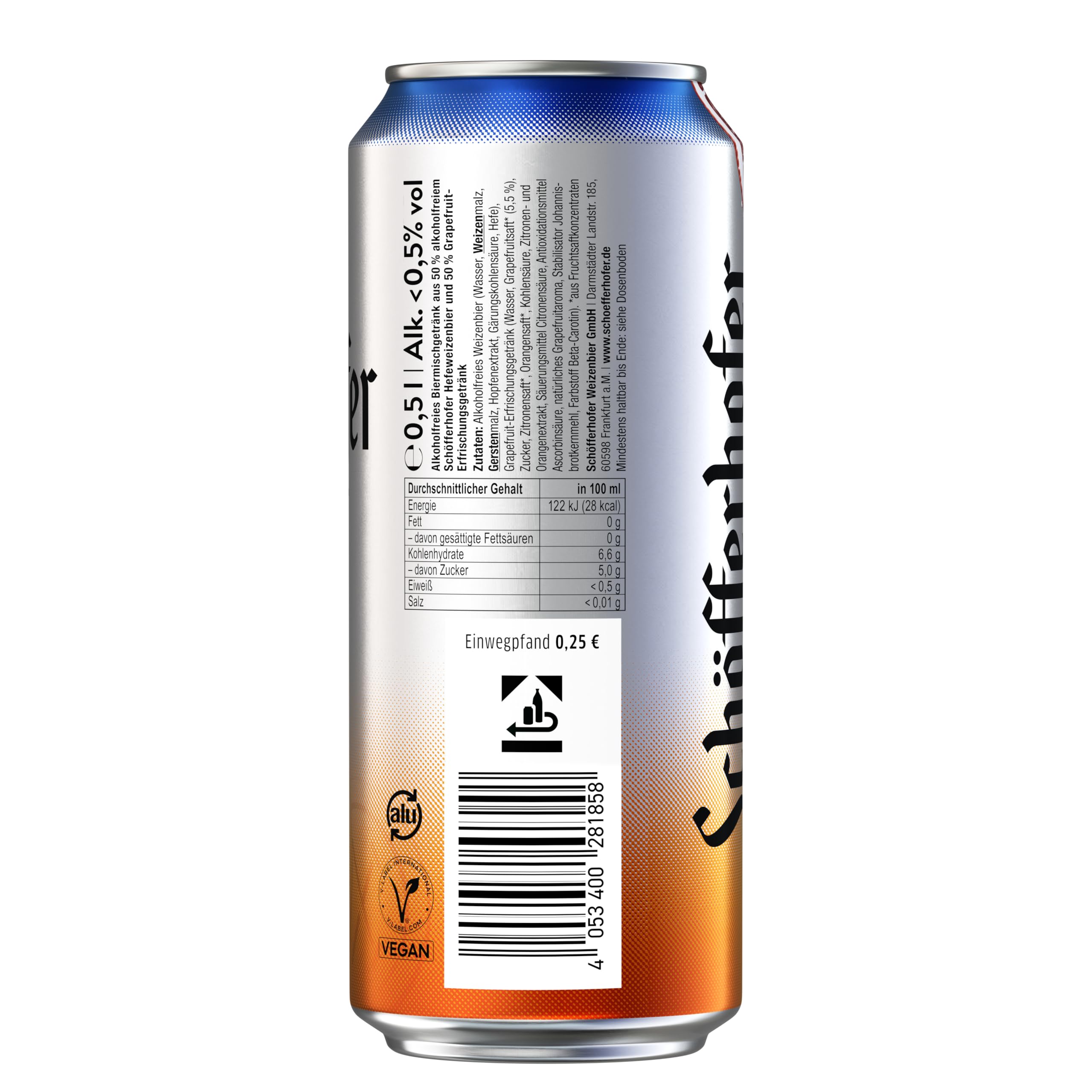 Schöfferhofer Grapefruit alkoholfrei, EINWEG 24x0,50 L Dose