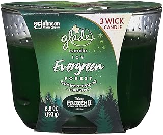 Glade 3-Wick Candle, ICY Evergreen Forest, Scented Oil Air Freshener Candle, 6.8 oz, Pack of 3