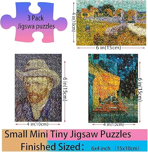 Miniatura 2 de Rompecabezas pequeños de 150 piezas para adultos, 150 piezas, pintura al óleo, 6 x 4 pulgadas, 3 caballetes incluidos (café, granja en Provenza,