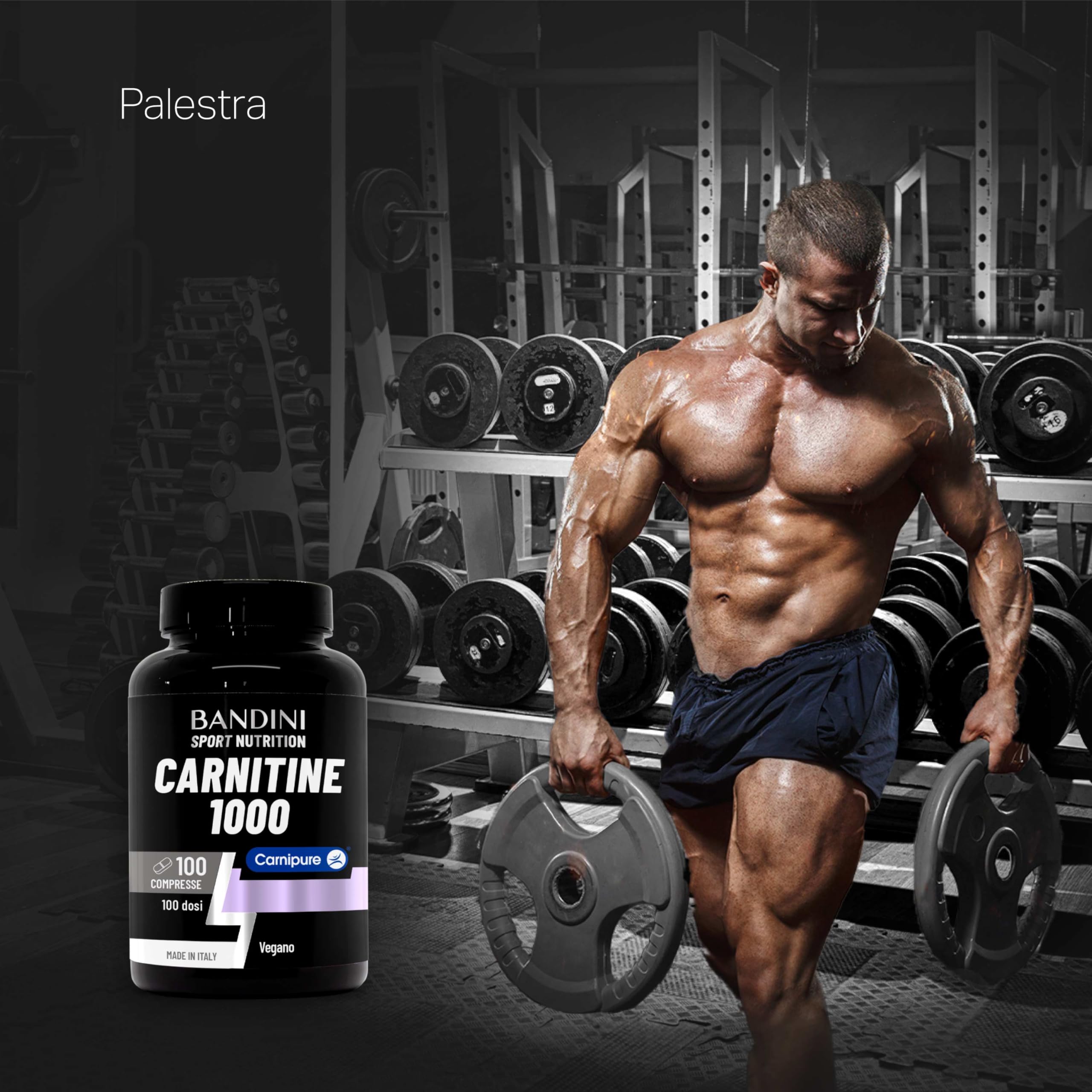 Bandini® L CARNITINA 1000 | 100 Compresse con Carnipure® (100 dosi, 100 giorni) | Integratore con L-Carnitina Tartrato Vegan | Carnitine Pura per Atleti e Sportivi - Energia, Resistenza e Recupero