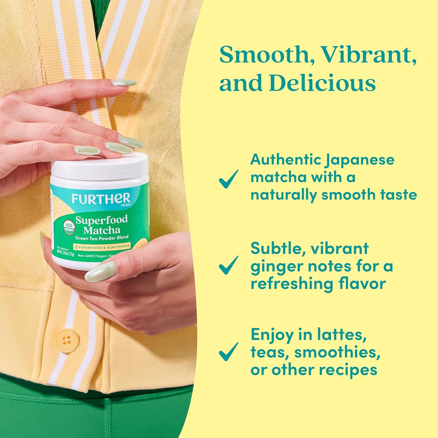 Further Food Premium Matcha Green Tea Powder USDA Organic Japanese Matcha Powder, Natural Energy + Focus + Boost Immune System, Antioxidant Plant-Based Detox Superfood (30 Servings) - Image 6