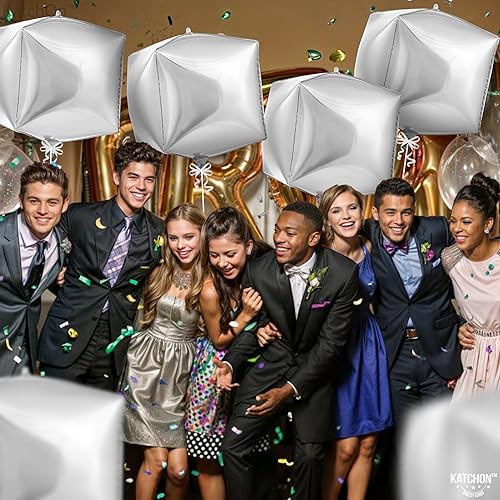 Miniatura 4 de KatchOn, Globos plateados brillantes de 22 pulgadas, paquete de 6 unidades, globos de aluminio plateado, despedida de soltera, globos de cumpleaños