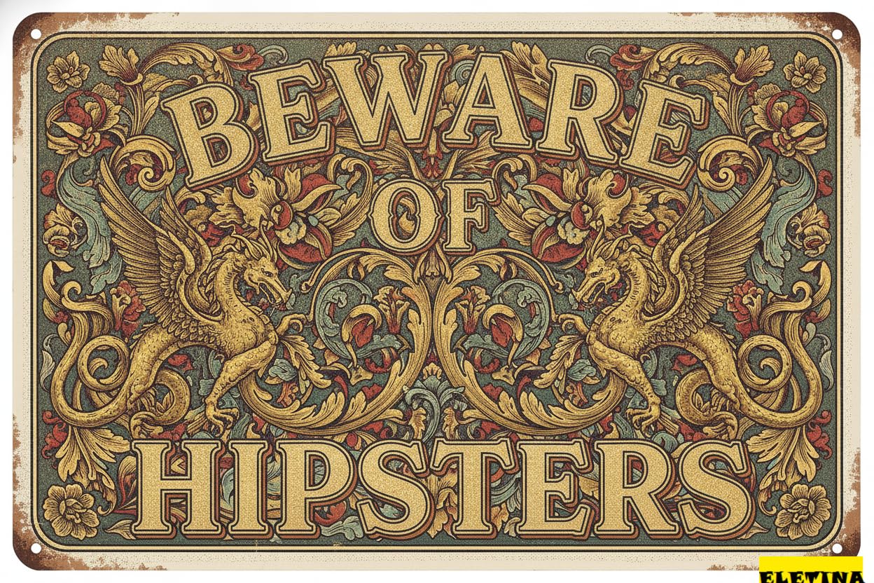 Personalized Sign for Man Cave Metal Tin Metal Poster Plaque Beware Of Hipsters Vintage 8x12in Private Property Decorative