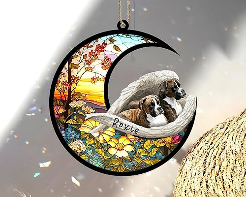 Miniatura 23 de Chow Chow Dog Memorial Suncatcher, adorno de Navidad Chow Chow con nombre, atrapador de pérdida de mascotas, regalos para los amantes de los perros