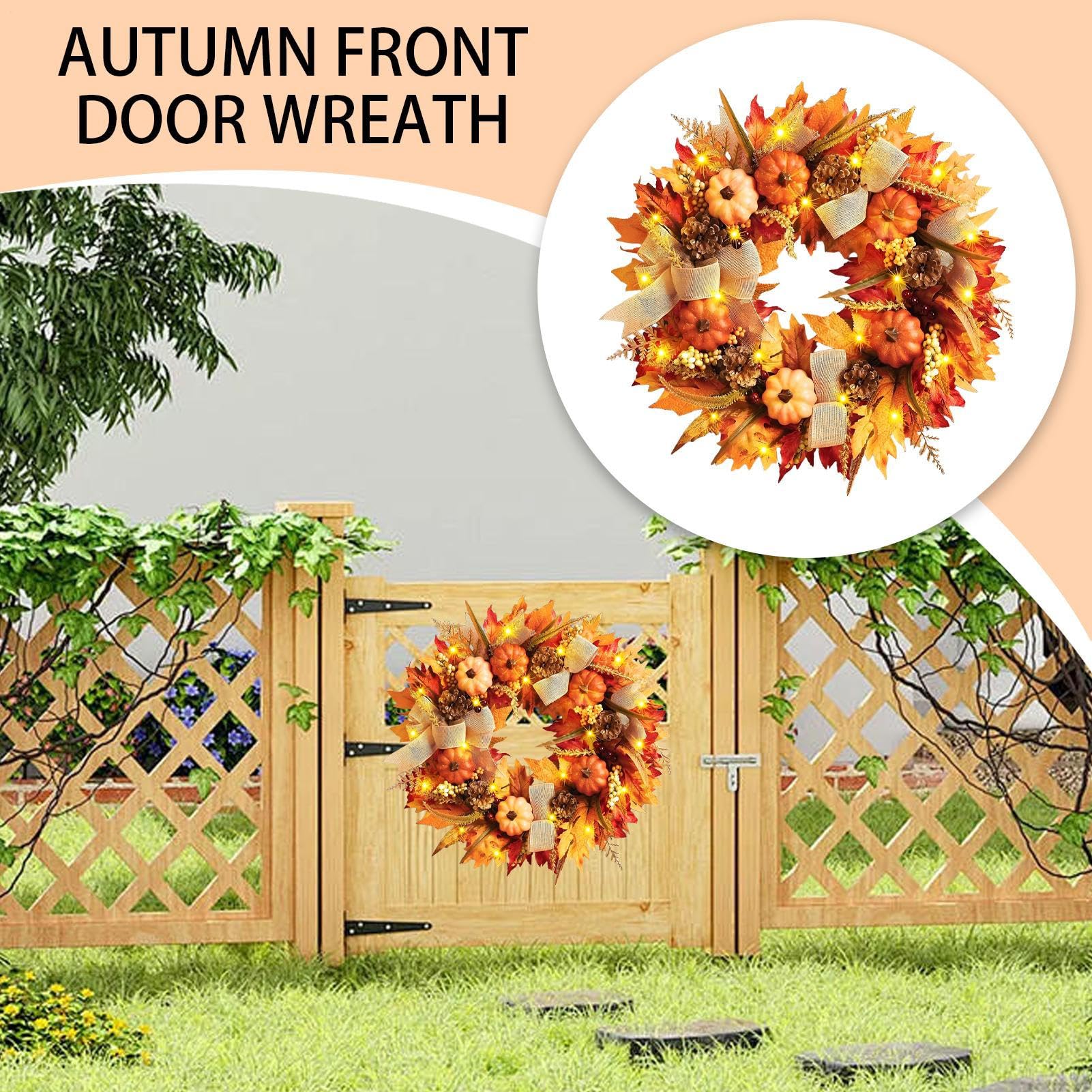 Ghirlanda autunnale raccolto foglie d'acero bacche 45 cm