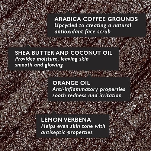 Miniatura 4 de UpCircle Exfoliante facial de café mezcla de hierbas para pieles grasas combinadas  propensas a manchas de 35 onzas árbol de té manteca de karité