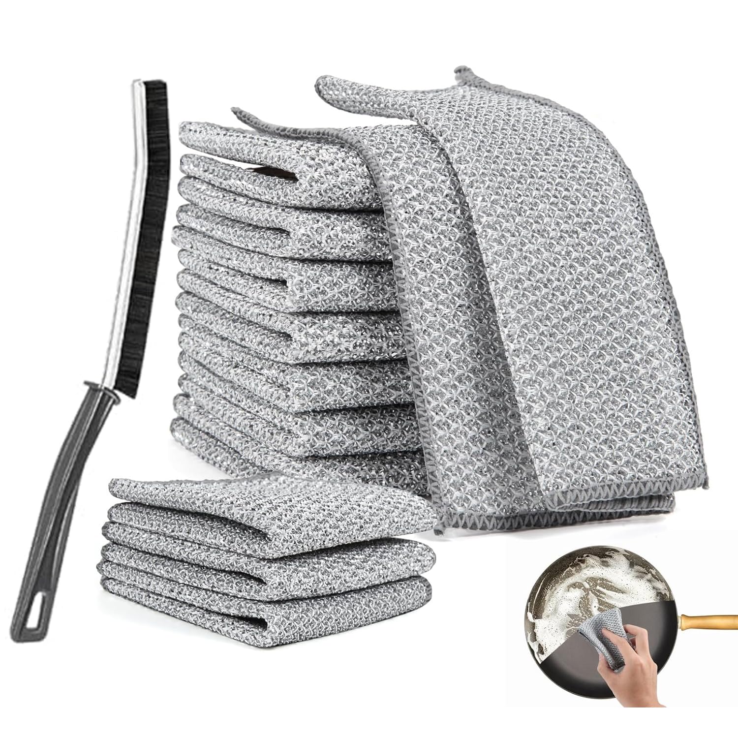 PENTOM Non-Scratch Dish Wash Cloth, Multipurpose Wire Dishwashing Rag for Wet and Dry Dish, Multifunctional Non-Scratch Scrubbing Pads Kitchen Cleaning Cloths (6) (B0DDSPLX1S) Amazon Price History, Amazon Price Tracker