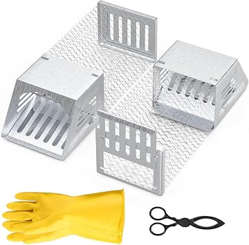 2 Pack Humane Rat Trap, Single Door Metal Automatic Continuous Mouse Cage Traps and Other Small Live Animals Cage, Easy to Catch and Release, Work for Indoor Outdoor