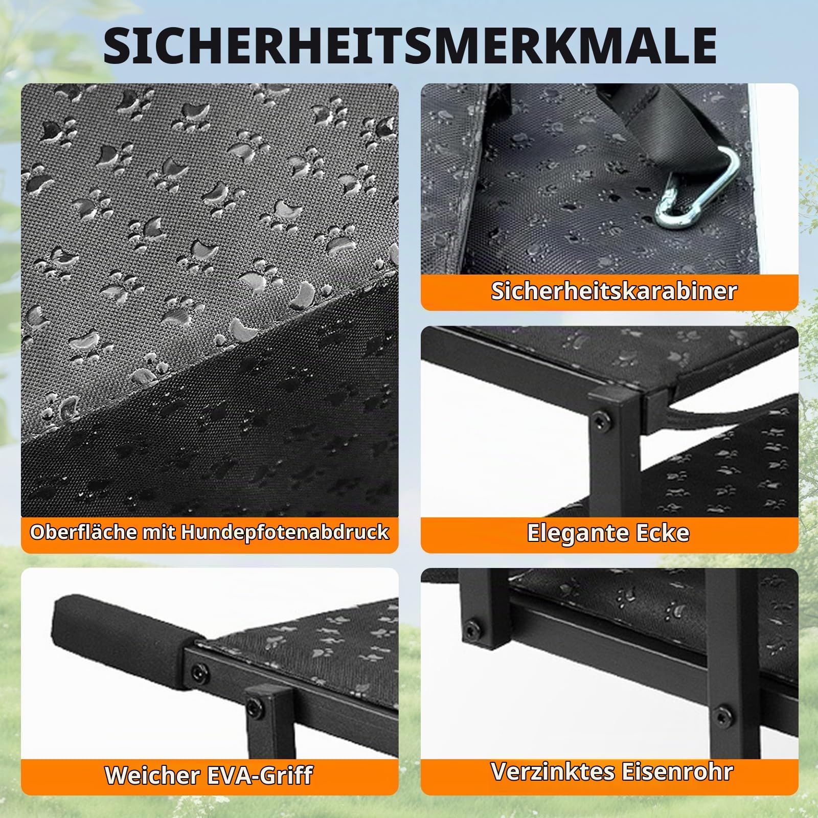 5 Stufen Hundetreppe Auto Klappbar – Hunderampe Unterstützung bis 100 KG mit Einstellbarer Höhe 44-72cm, Gelenkschonende Treppe für Kleine Mittlere Große Hunde rutschfeste Hundetreppe