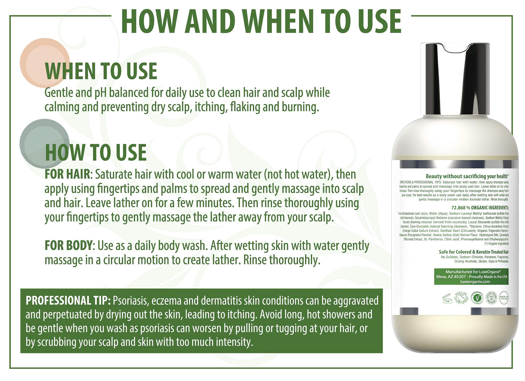 Psoriasis Shampoo and Scalp Treatment Soothes Itching, Flaky, Burning