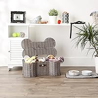 Vista 4 de Bone Dry Pet Storage Collection - Cesta de juguetes, tamaño mediano, 21 x 13 x 8 pulgadas, mimbre de plástico gris