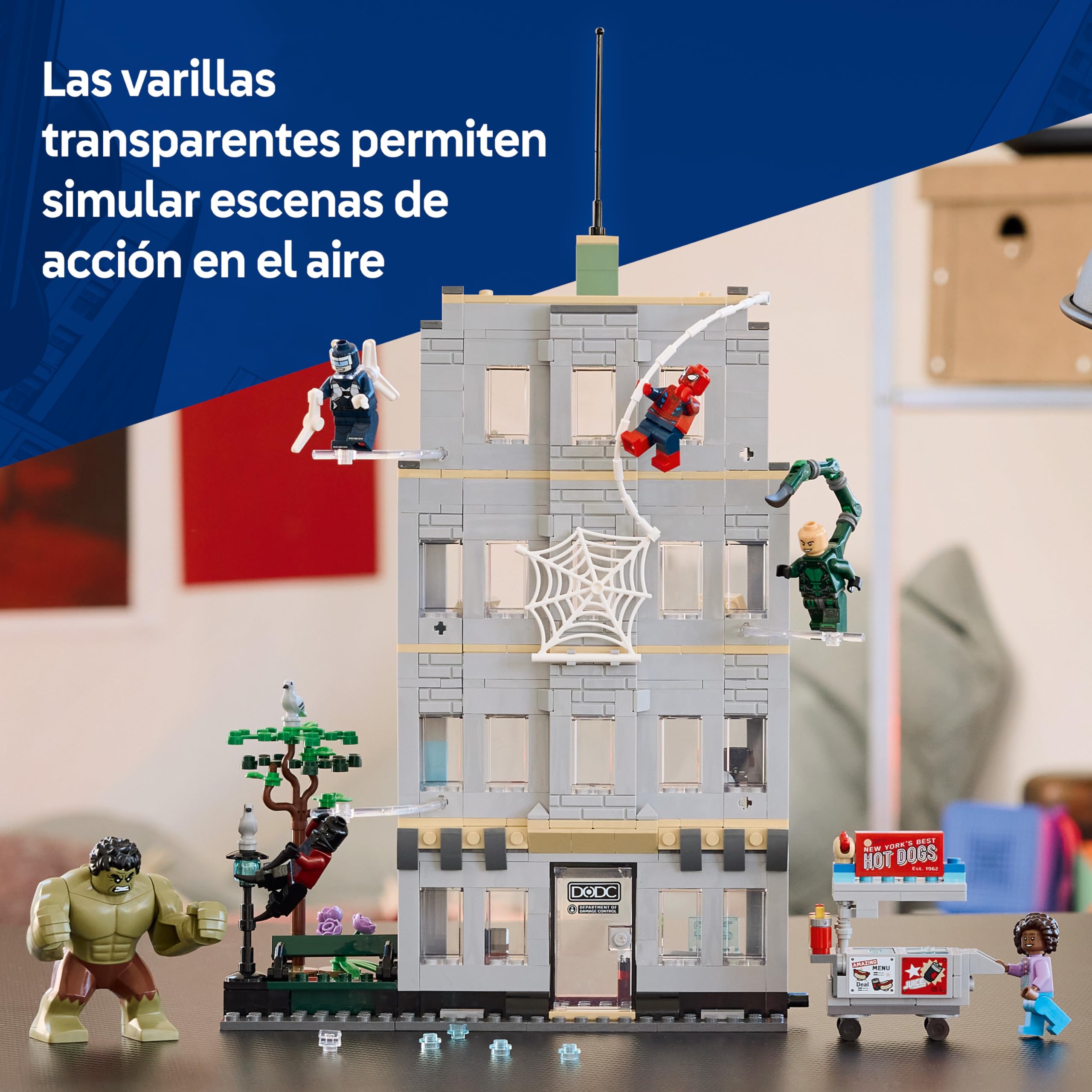 LEGO | Marvel Spider-Man vs. Hulk: Choque Épico - Juguete Interactivo con Oficina de 4 Plantas, Figura de Acción de Superhéroe, 5 Minifiguras Inc. Escorpión - Regalo para Niños de 8+ Años - 76350