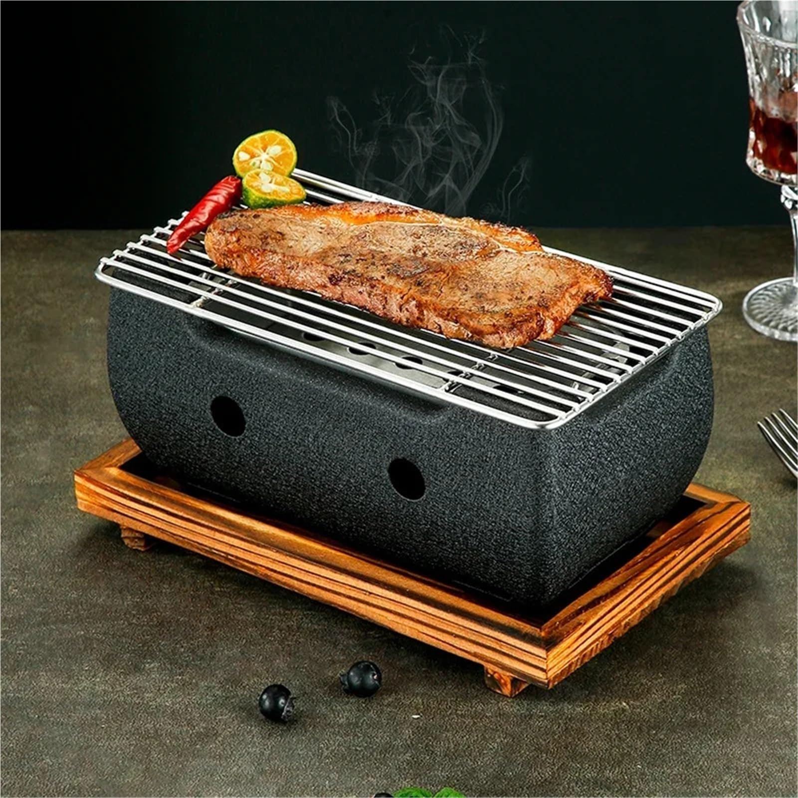4 w 1 bezdymny wewnętrzny grill Chal Grill Wszechstronny żeliwny piekarnik do domu idealny do grillowania pieczenia i pieczenia łatwy do czyszczenia, idealny dla miłośników grillowania
