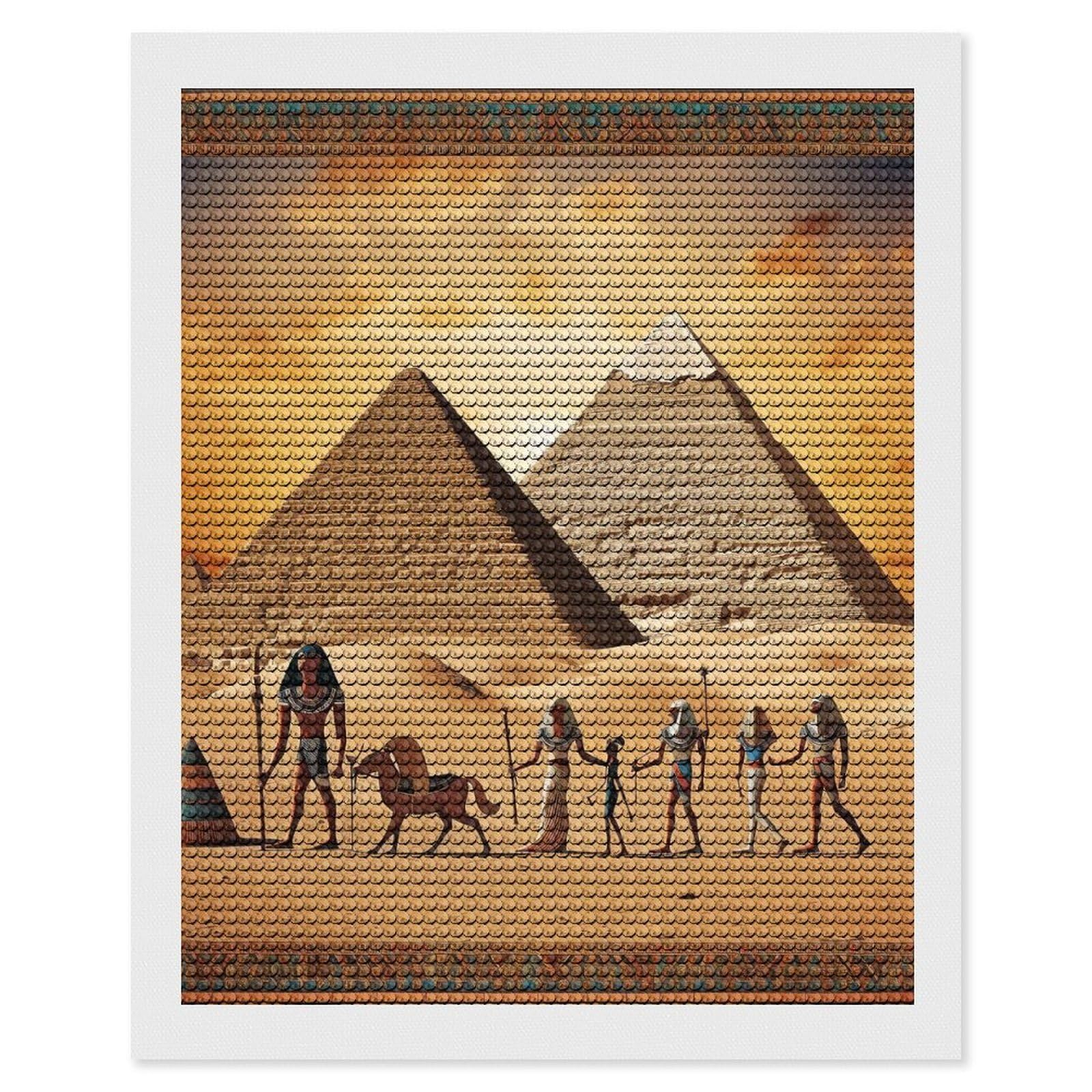 Ancient Egypt Diamond Art Kits for Adults, DIY 5D Diamonds Painting Kits for Beginner, Round Full Drill Diamond Dots Painting, Diamonds Pictures Gem Art and Crafts Wall Decor 16"x20"