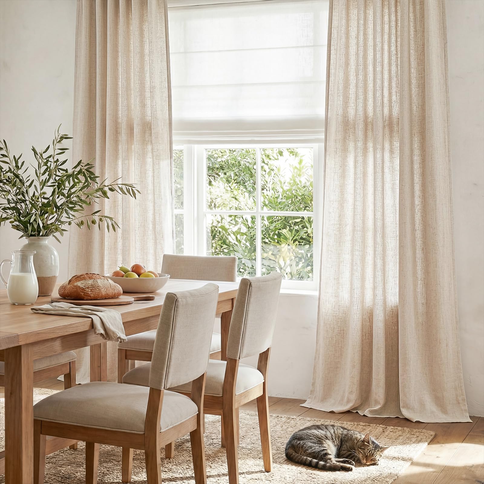 カーテン Hyg Amazon.com: jinchan Beige Linen Blend Curtains 96 Inches Length 2