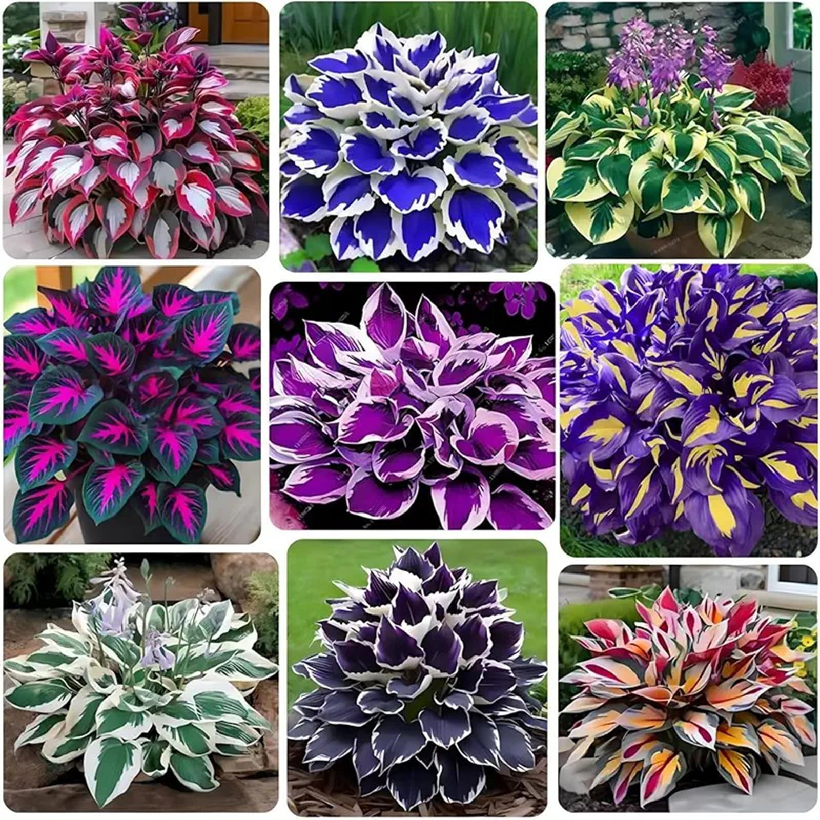 Brilliant Rare Mixed Hosta, Hardy/Perennials, ShadeTolerant, Use for Ground Cover & Pots, Create Cool Shaded Gardens, Excellent Display-5 Bulbs-C