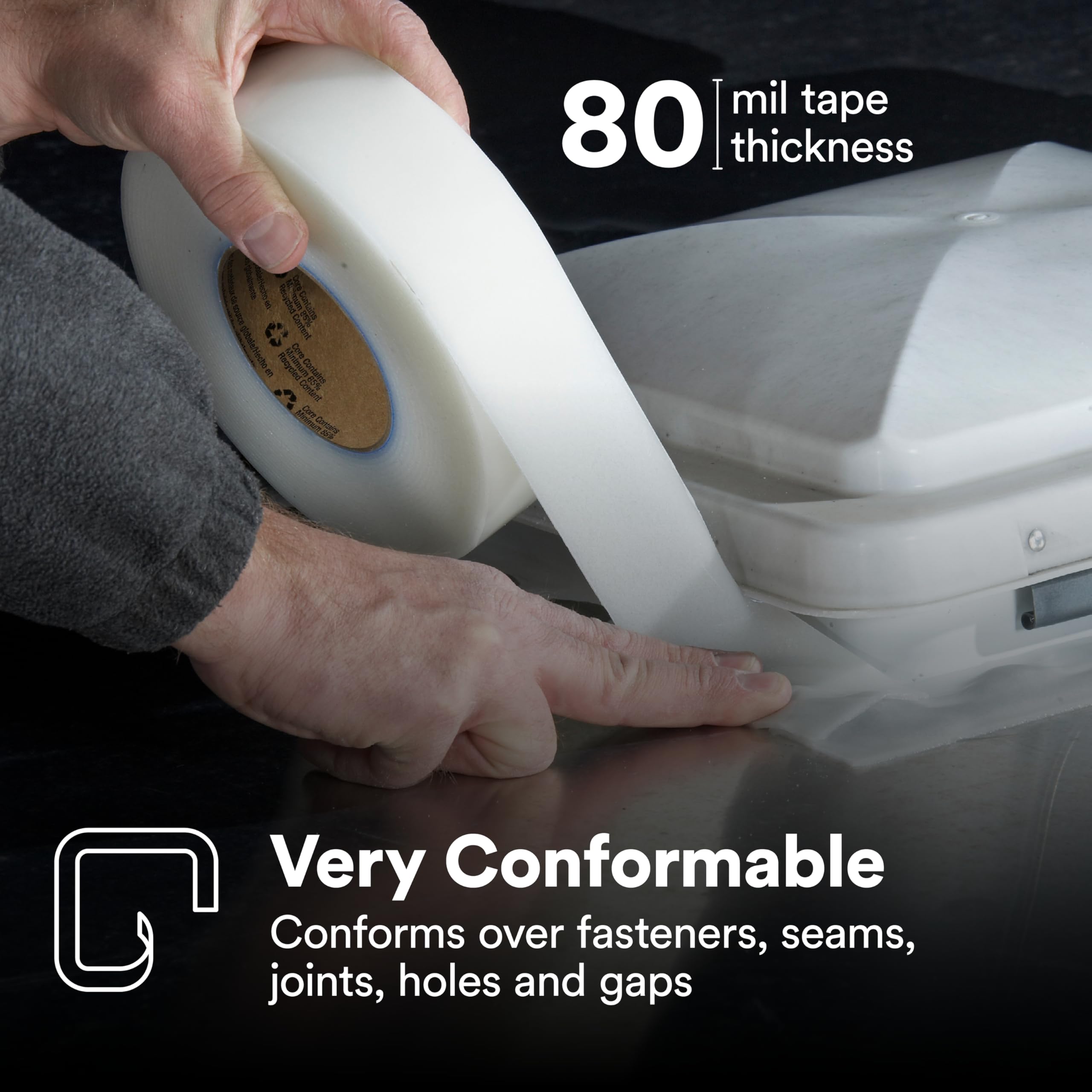 3M White Extreme - Cinta adhesiva de sellado 4412W+, 2 pulgadas x 18 yardas, 1 rollo, impermeable, duradera, adhesivo acrílico de una sola cara para metal, plástico, costuras, juntas, huecos