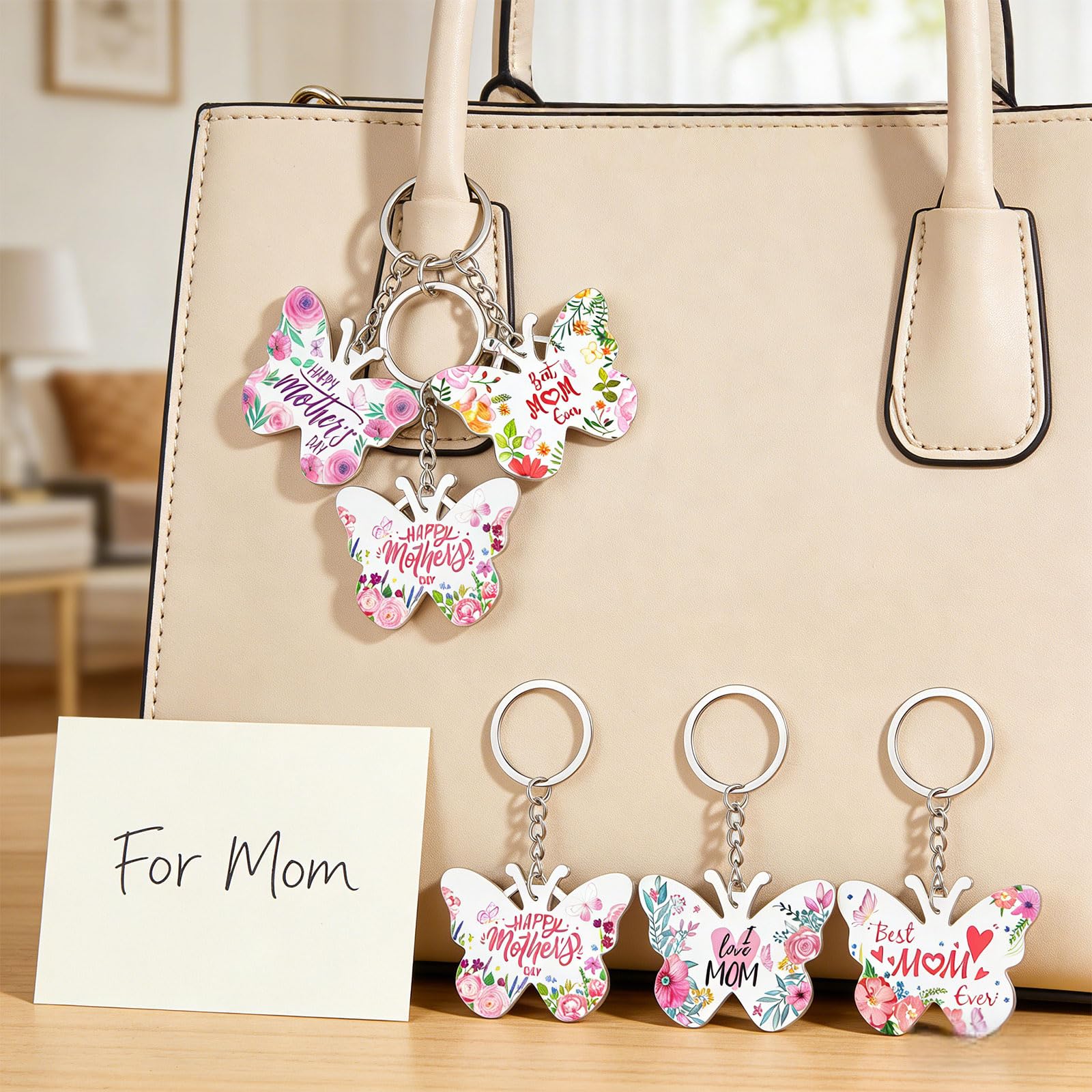 24 llaveros para el día de la madre, llaveros acrílicos de mariposa floral para mamá de hija e hijo, regalos a granel, regalos de fiesta del día de la madre para mujeres, iglesia y — view 4