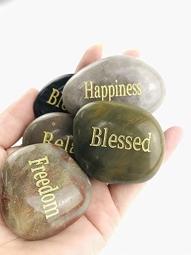 Miniatura 3 de 24 piedras inspiradoras grabadas, regalo de terapia zen, piedra de agradecimiento con palabras inspiradoras de oración, piedras de bendición.