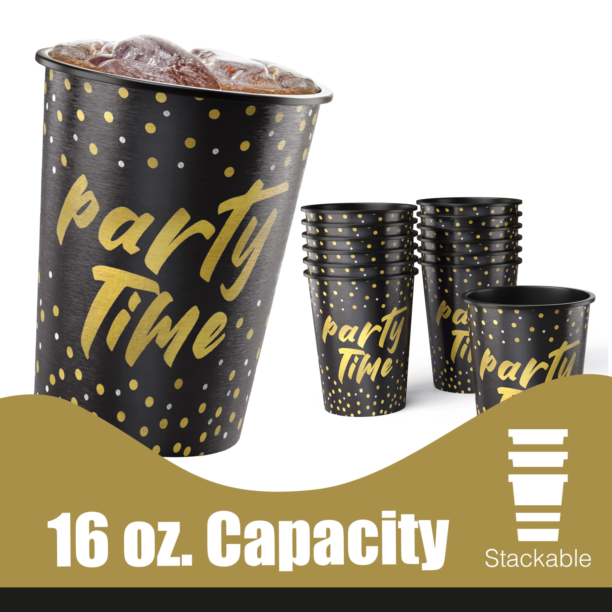 Amscan 12 Stück wiederverwendbare 473.6 g Kunststoffbecher – langlebige Partybecher für Kinder, stapelbar und BPA-frei – lustiges Party-Konfetti-Design für Geburtstage, Veranstaltungen, Sommer & mehr