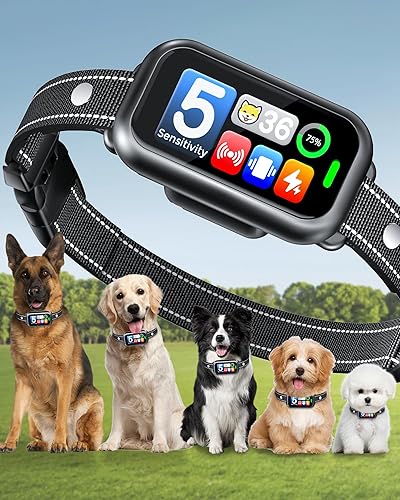Dog Bark Collar 1-Second Quick Bark Stopping, Smart Humane Training Collar with Beep Vibration & Shock, Rechargeable Ultra-Light, IP67 Waterproof, 5