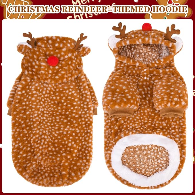 Suéter Navideño para Perro con Capucha de Reno EXPAWLORER miniatura 5