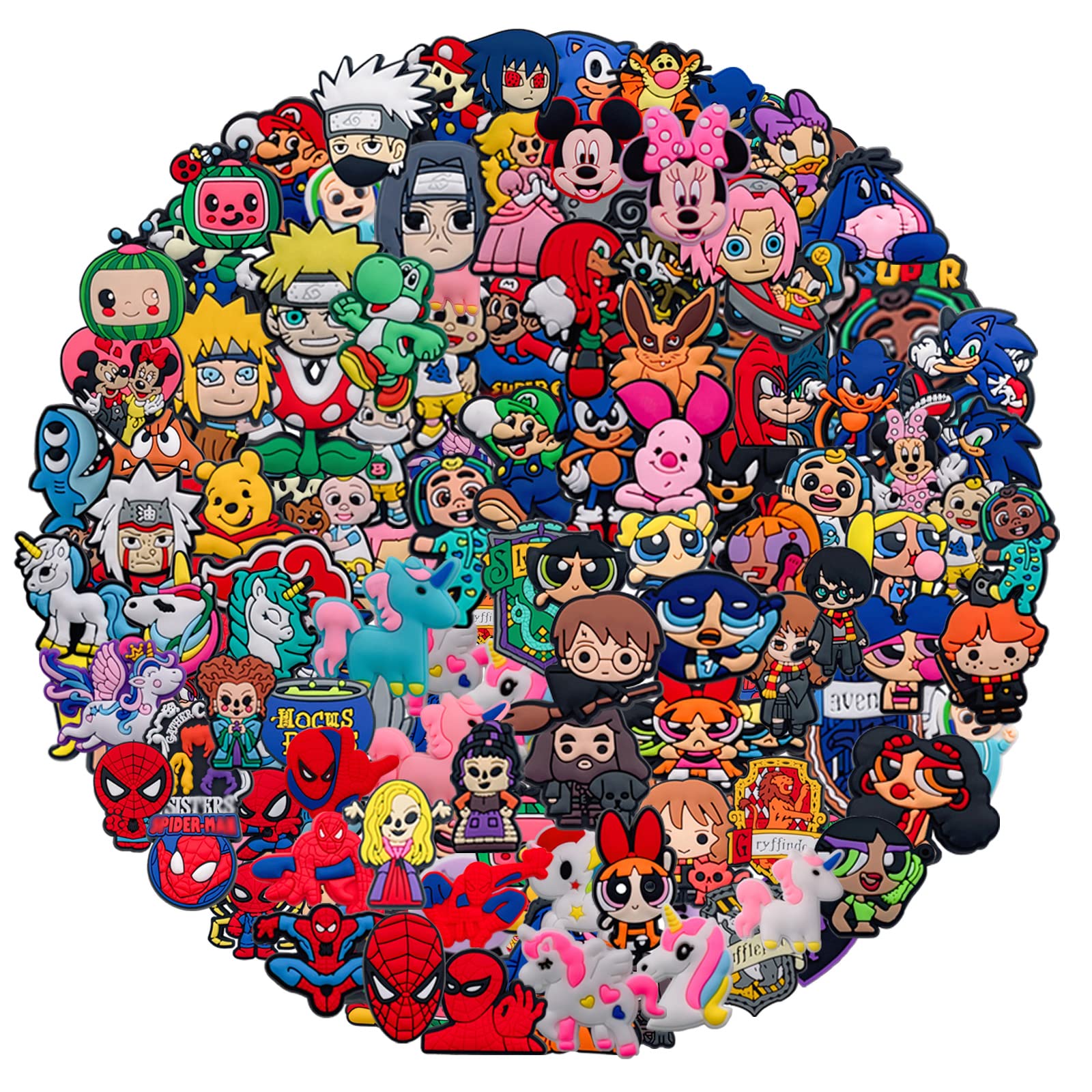 100 Pack Anime Crock Shoe Charms Bulk Pins for Croc Boys Girls, Cute Cartoon Cool Toddler Charms for Croc Kids,Decoration Accessories for Bracelet Wristband