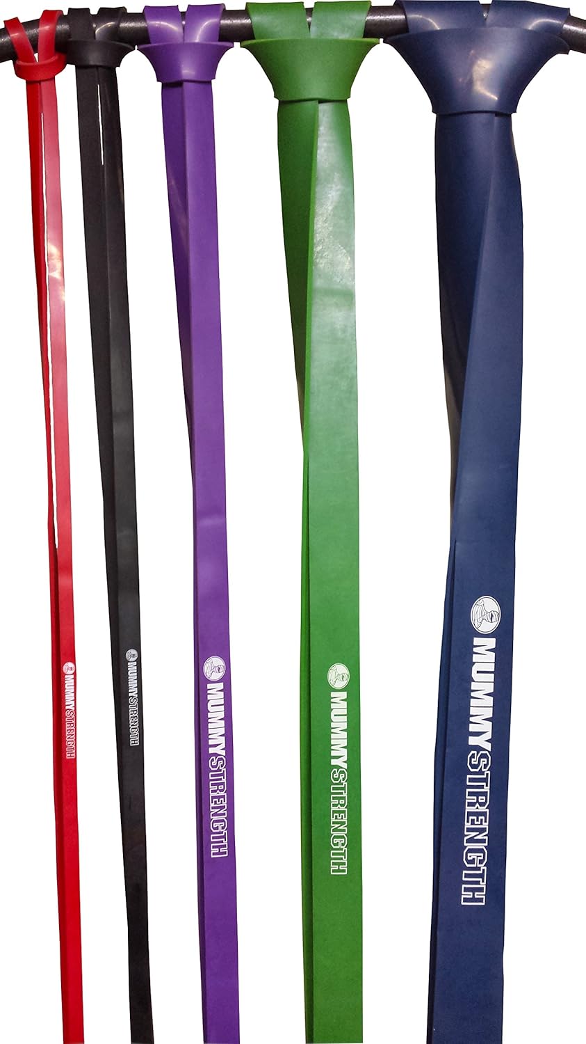 MummyStrength Resistance Bands for Men and Women. The Best Stretch Band for Pull Up Exercise and Powerlifting. Works with Any Pull Up Bar or Station. Single Band. Workout Guide Included