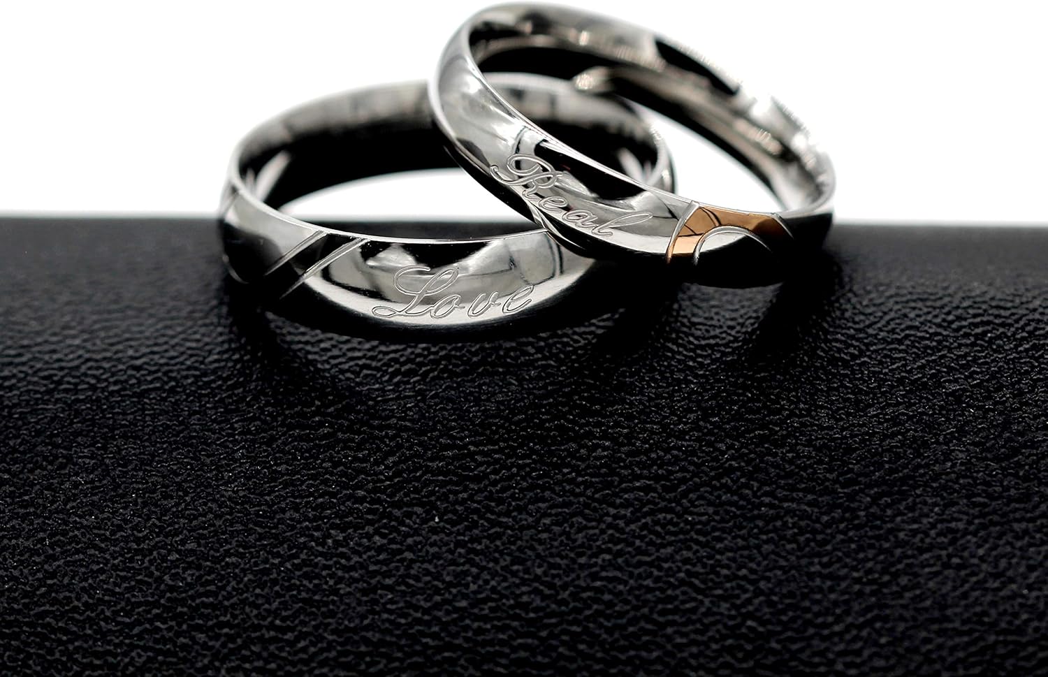 Uloveido Couples Titanium Stainless Steel Wedding Engagement Band Rings Engraved Real Love Y552 - Image 5