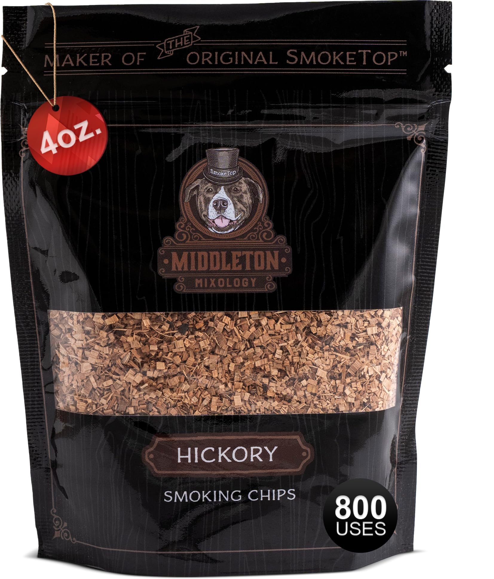 SmokeTop torba o pojemności 113 ml, chipsy do koktajli hikory do staromodnych koktajli, whisky i burbona, od Middleton Mixology wyprodukowane w USA (800 zastosowań)