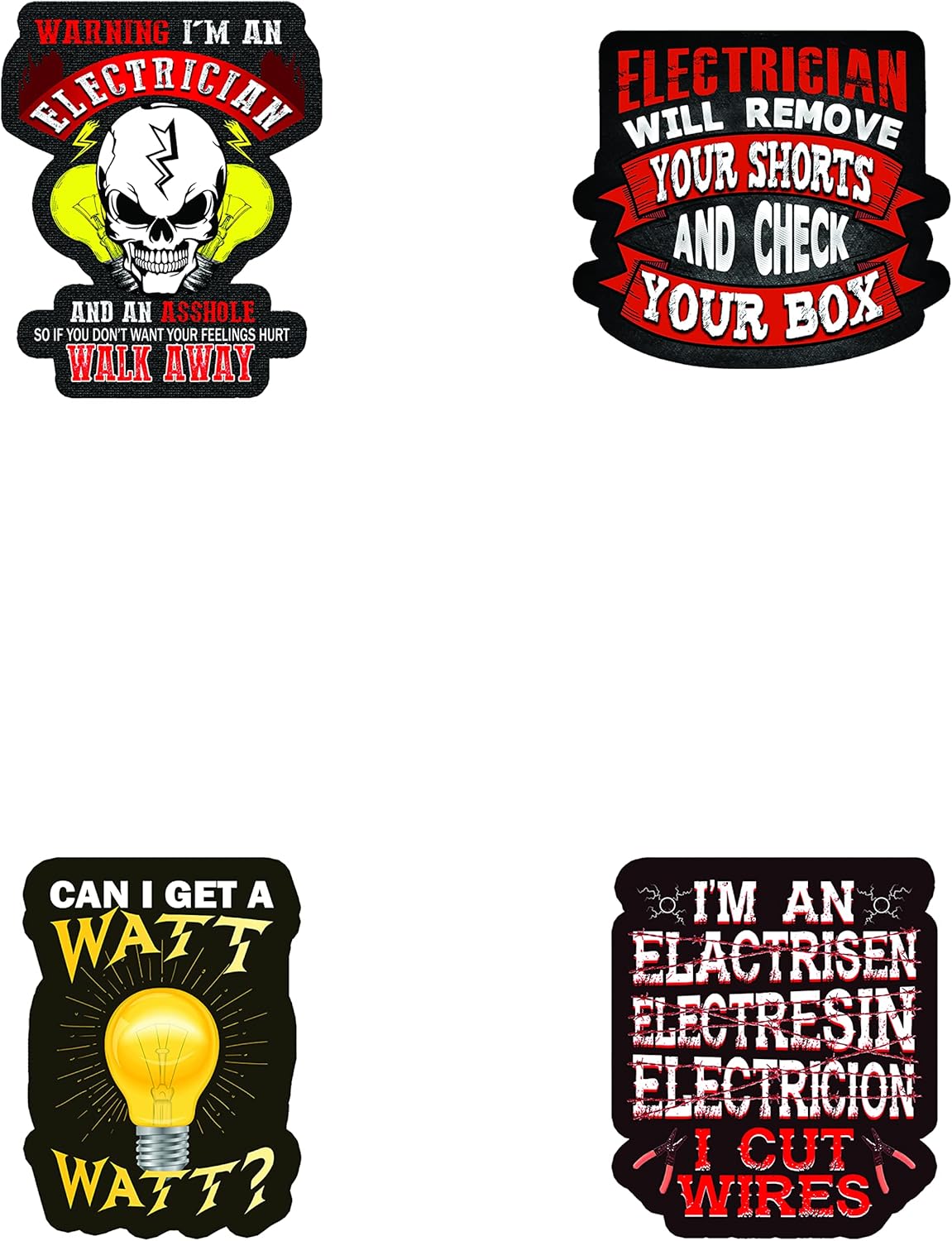 Electrician Stickers – Funny Hard hat Decals for an Electrician.Great Addition to Any Electrical Tool kit. - Pack of 25