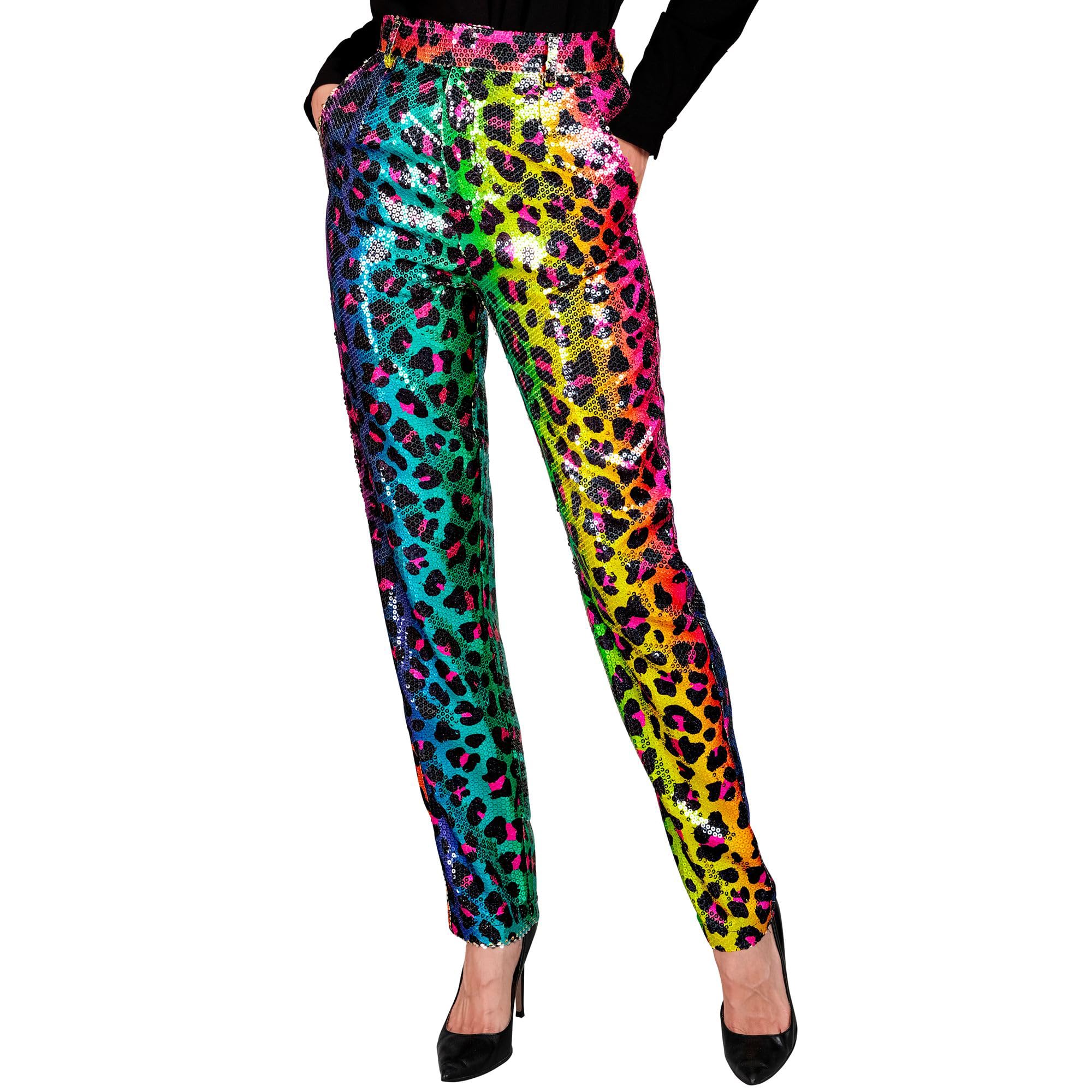 W WIDMANN MILANO Party Fashion - Party Fashion Women's Sequin Trousers Disco Fever Schlagermove Women's Trousers Animal Print
