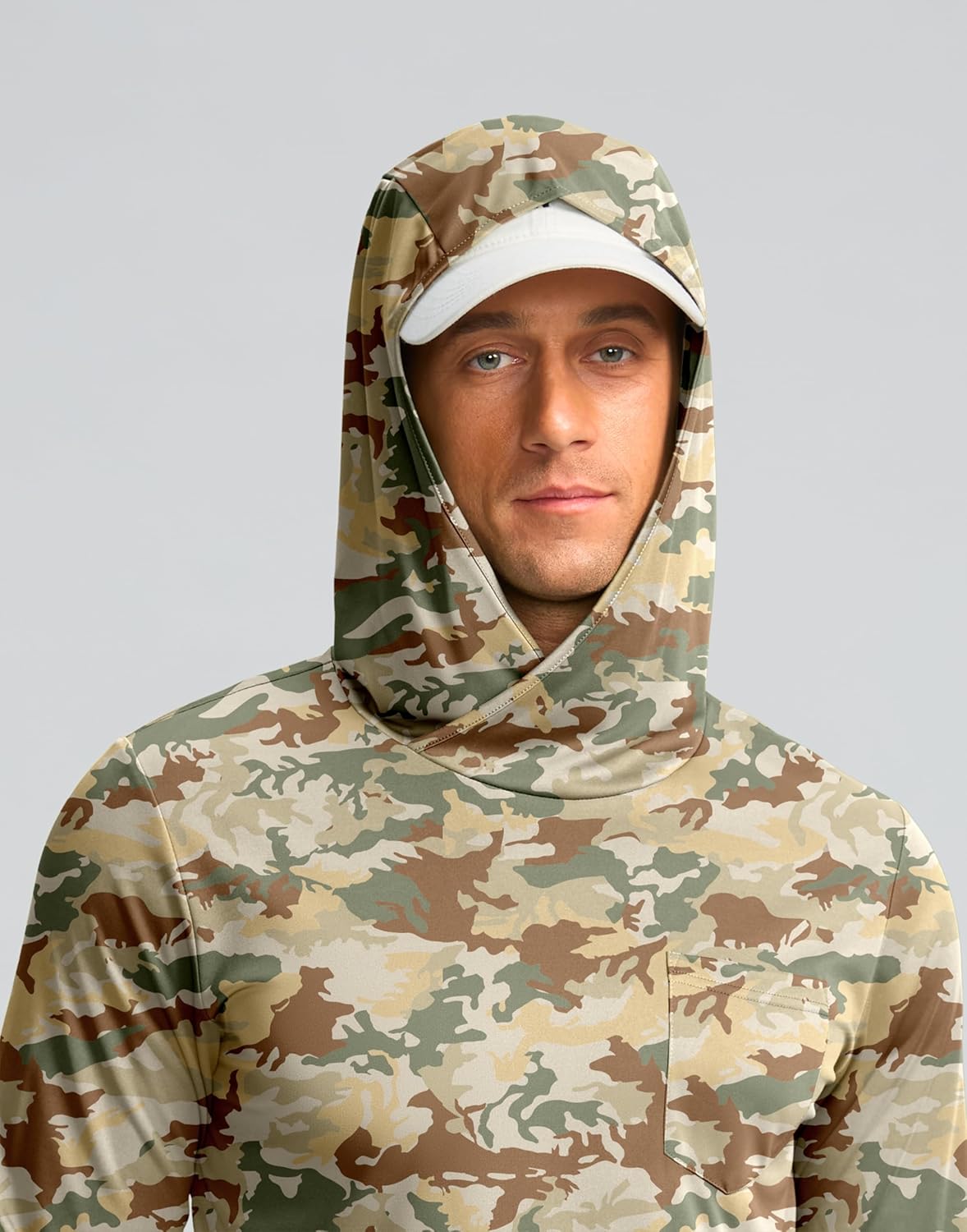 Men's Sun Protection Shirts UPF 50+ Long Sleeve Hoodie with 2 Pockets UV SPF Fishing Hiking Rash Guard Shirts - Image 2