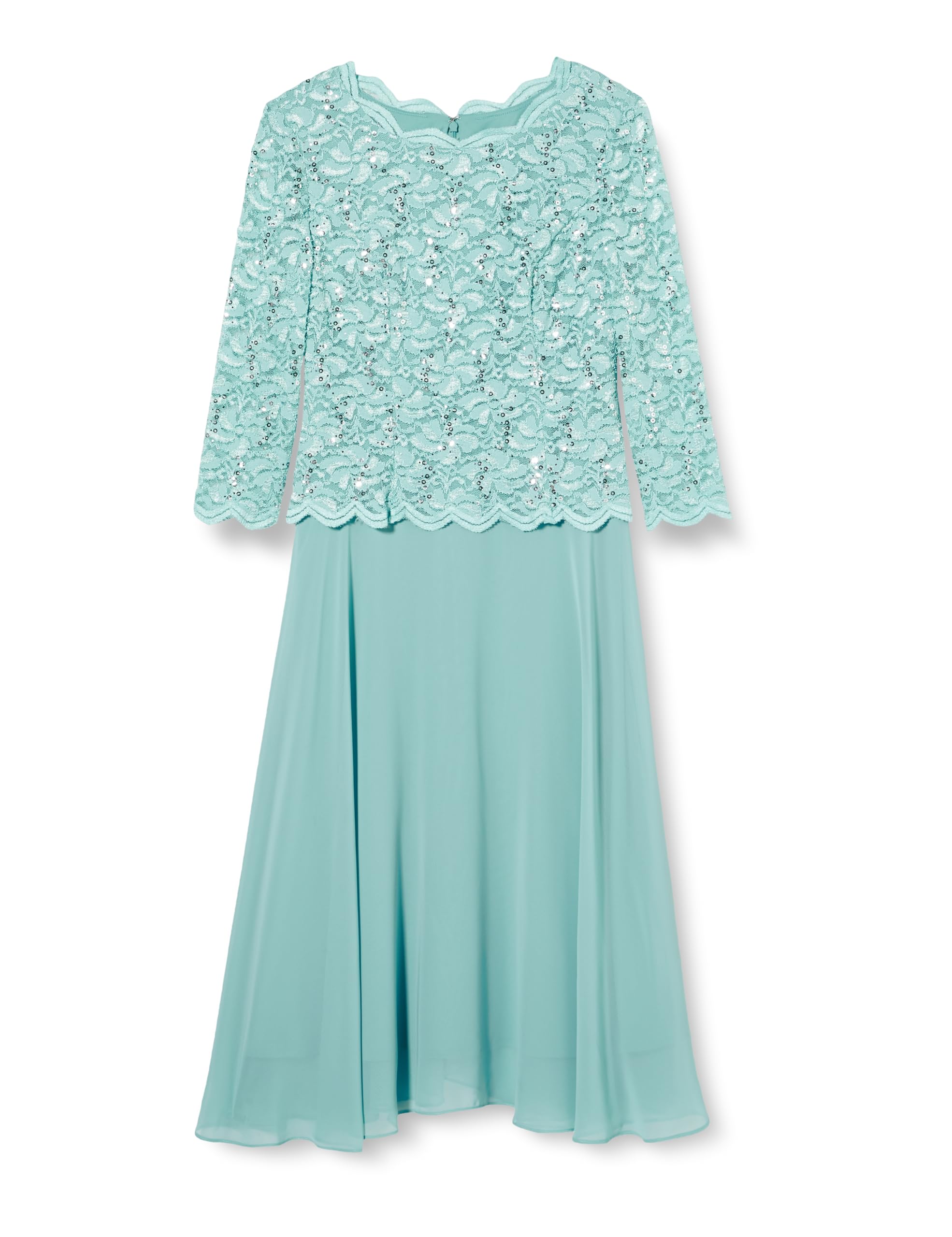 Gina Bacconi Midi Dress with Lace Bodice & Chiffon Skirt, SEA Mist, 18