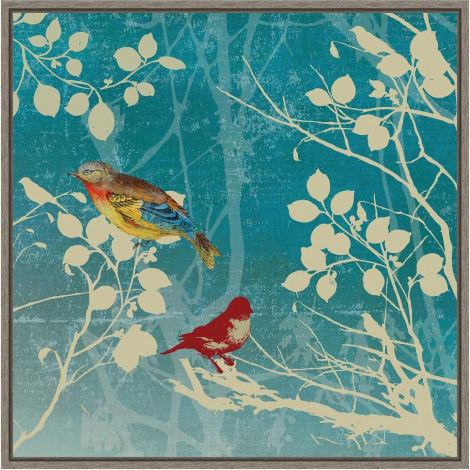 Amanti Art Framed Canvas Wall Art Print (30x30) Blue Bird