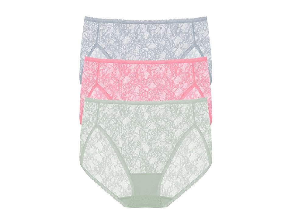 Natori Bliss Allure One Size Lace French 3-Pack (BLUE MIST/ROSETTE/MORNING DEW) Women's Underwear