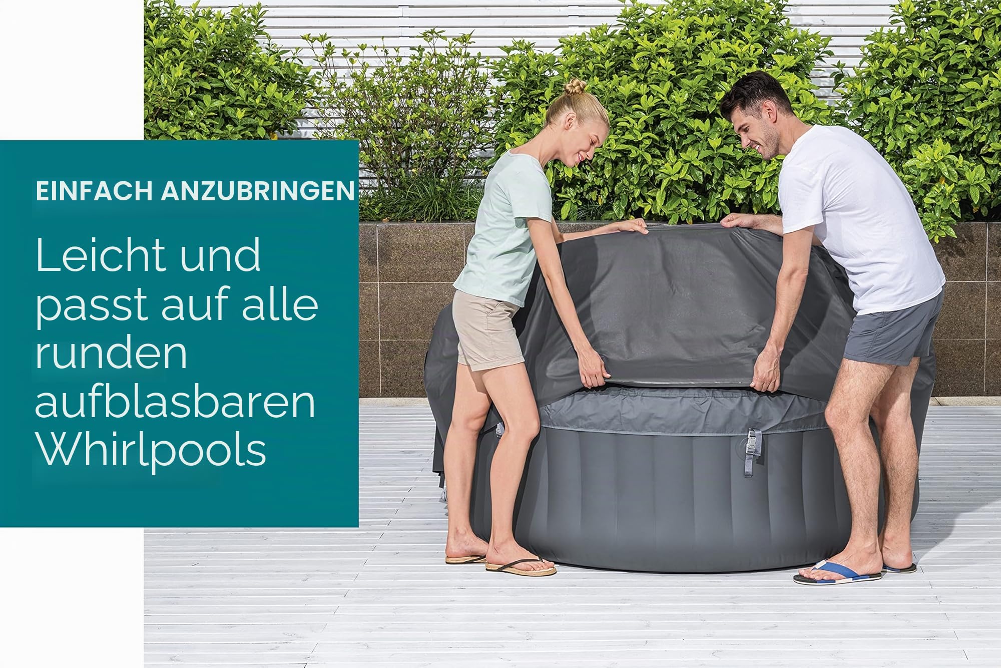 Bestway LAY-Z-SPA Xtras EnergySense Thermo-Komplettabdeckung Ø 180 x 66 cm, rund, Grau