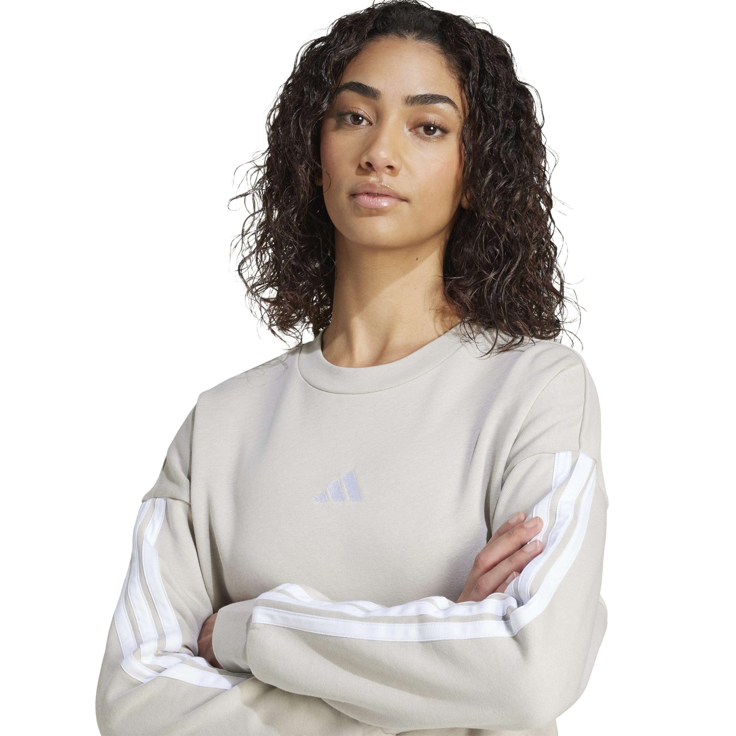 adidas Kobiety Essentials 3-Stripes Fleece Sweatshirt, wonder alumina/white, S