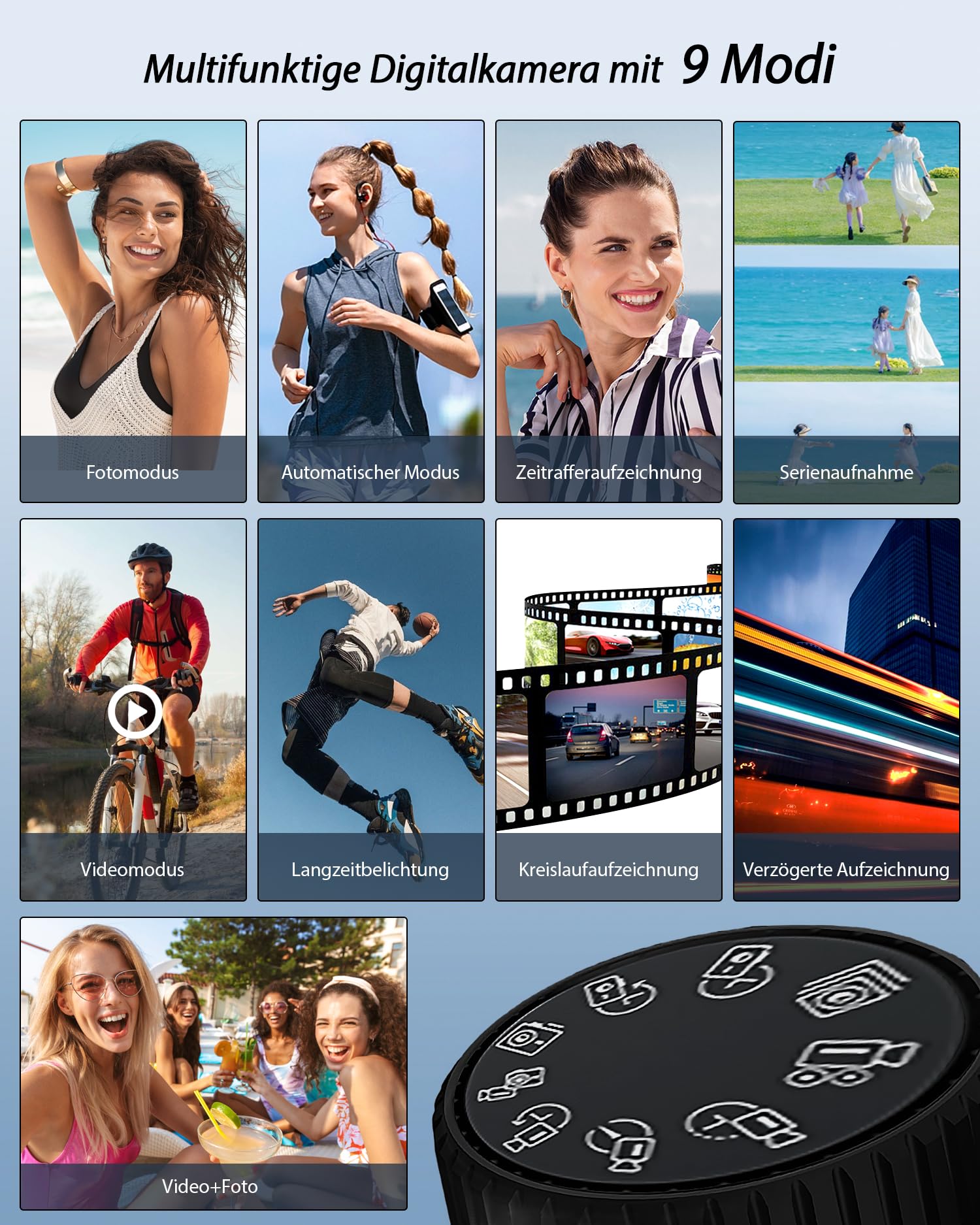 Digitalkamera 4K 64MP Fotokamera mit 4.0" Touchscreen, 16X Digitalzoom Kompaktkamera Mit für Anfänger mit WiFi, mit Kameratasche, 32GB TF-Karte