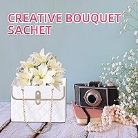 Vista 5 de NADUSEP 4 piezas de bolsa de regalo de papel con flores, cubo de almacenamiento de ramo, bolso de floristería con cadena de metal, bolsa