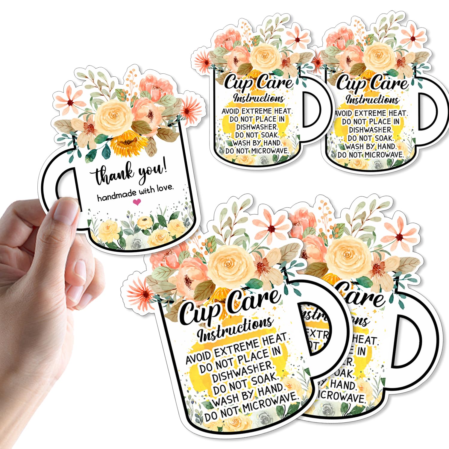 Cup Care Instructions Cards, Tumbler Care Instructions Mug Care Instructions, Cup Care Instruction Insert for Small Business, Customer Directions