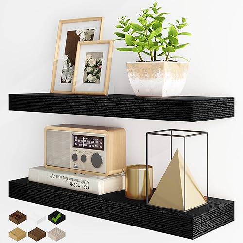 Miniatura 45 de Fun Memories - Estantes flotantes para pared, juego de 2 estantes flotantes de 20 pulgadas, estante colgante con soportes invisibles, estantes de