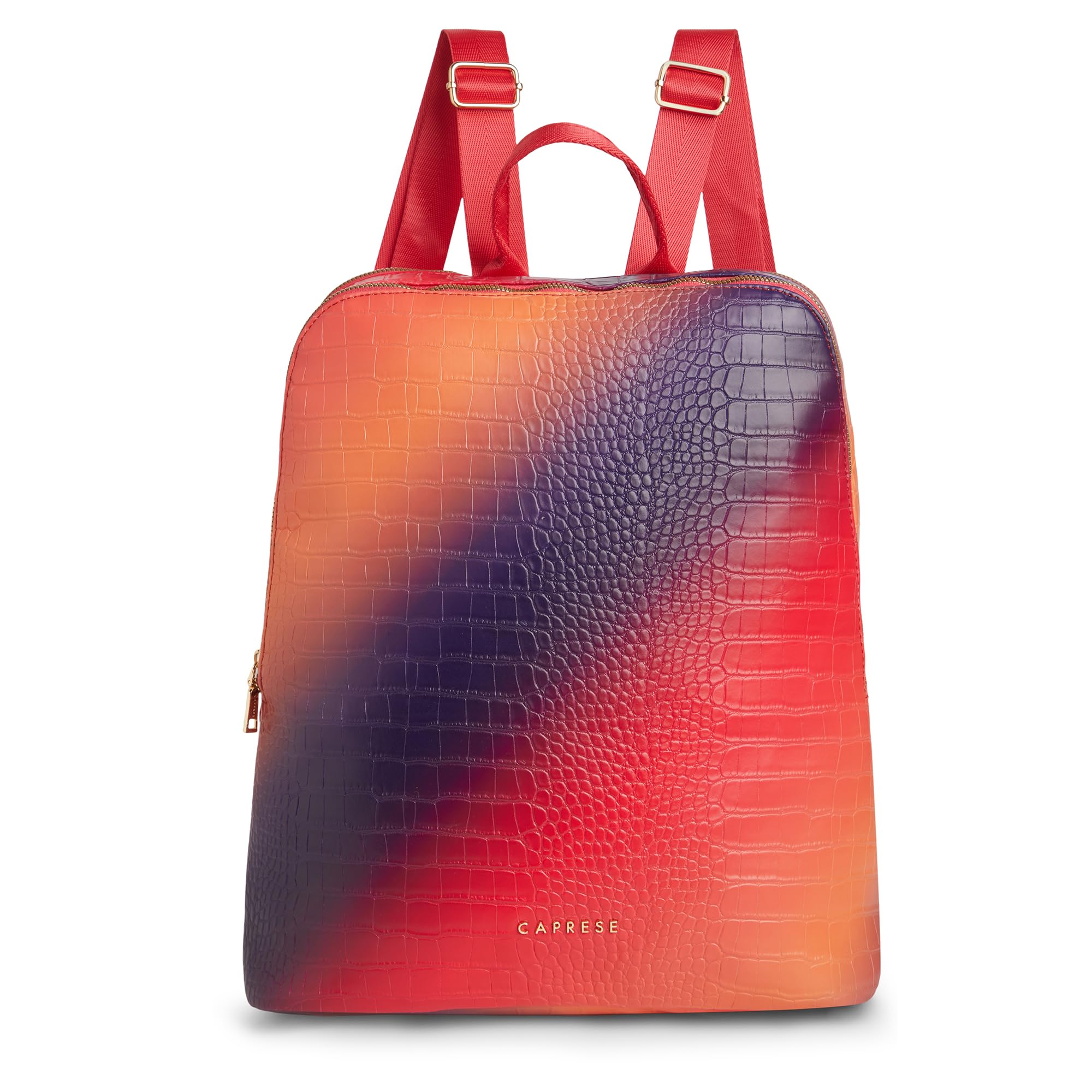 Caprese Marilyn Large 15 Inch Laptop Backpack for Women | Croc Pattern Everyday Bag with Adjustable Starp & Zip Closure | Stylish & Spacious for Every Day Use (Red)-picture-21