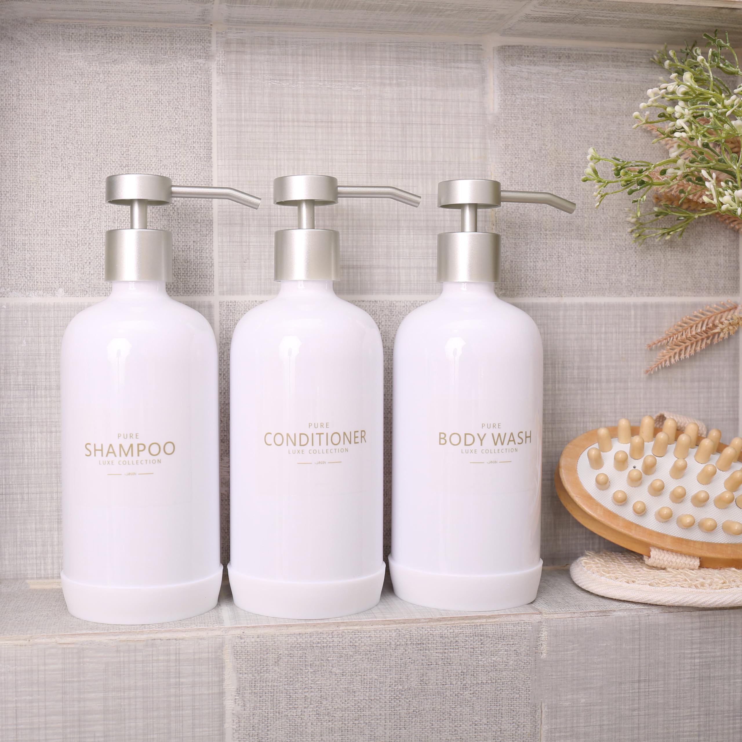 Amazon.com: Janxin Shampoo and Conditioner Dispenser Set of 3