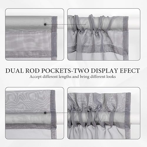 Vista 24 de MIULEE - Cortinas semitransparentes para puerta francesa de 2 paneles