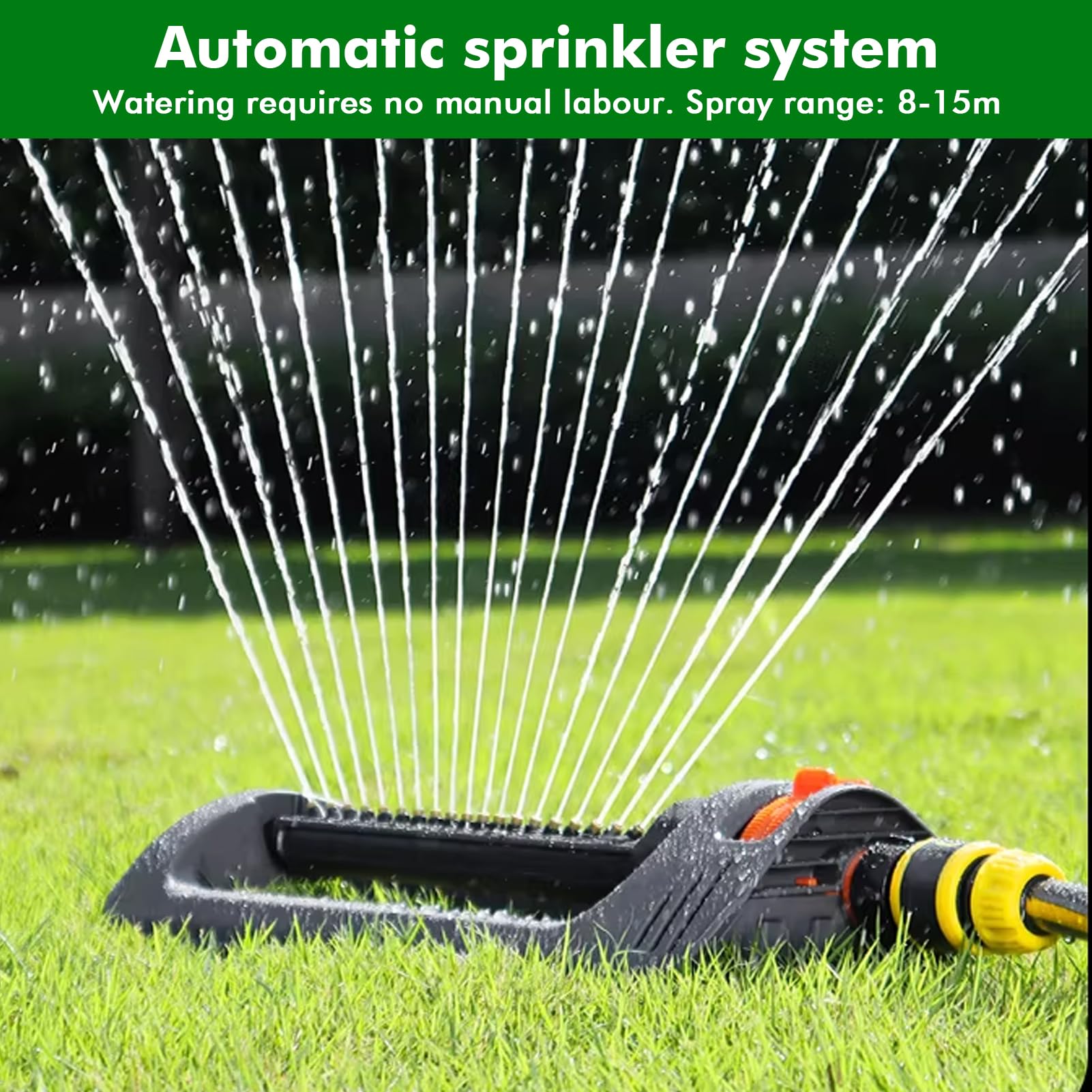 Nikou Irrigatore Oscillante da Giardino, Irrigatore Oscillante a 19 ugelli, Attrezzature per l'irrigazione Piccolo Larghezza e Direzione Regolabili, per Giardino Prato Parco Cortile