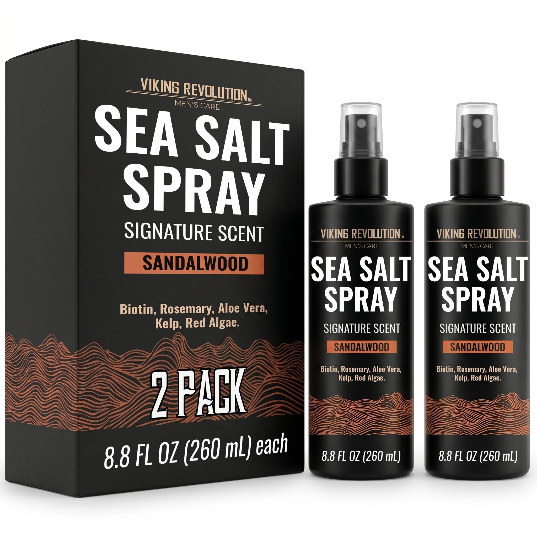 Viking Revolution Premium Sea Salt Spray - Sandalwood - 8.8 fl oz (2 Pack)
