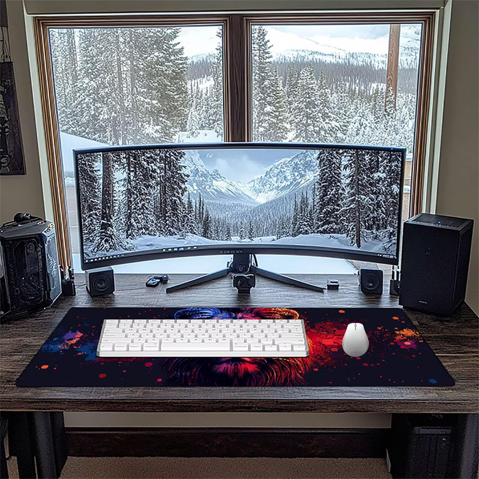 Animale Tappetino Mouse Gaming xxl 1000 x 500 mm, Tappetino Scrivania Rosso Con Bordi Cuciti, Presa Stabile su Superfici Lisce, Impermeabile Antiscivolo Mouse Pad per Gaming Accessori Regalo c2-191