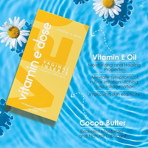Miniatura 5 de Supositorio de dosis de vitamina E para la madre de 30 UI cada uno, hidratante sin hormonas para sequedad vaginal para lubricar áreas secas, 10