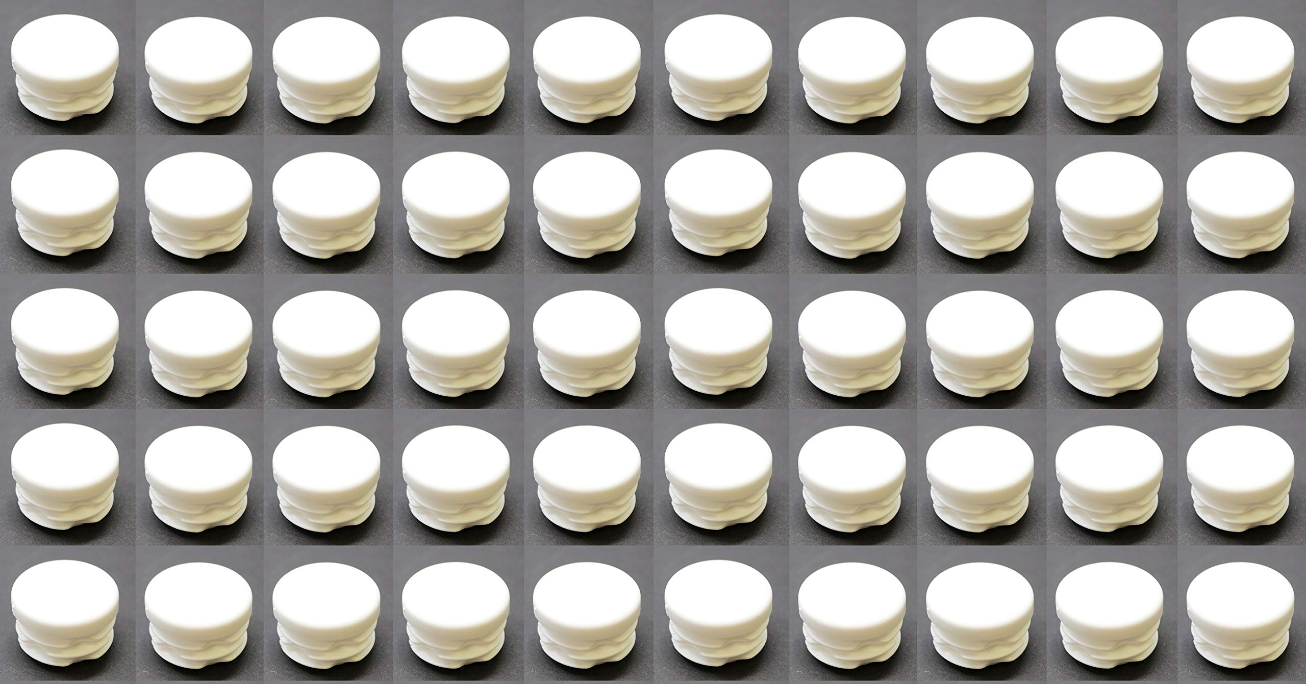 White 1" Round Tubing Plastic Hole Plug End Cap, 1 inch OD Tube Pipe Cover Plug, Heavy Duty Plastic Plug Cap Insert, Durable Chair Glide (50)